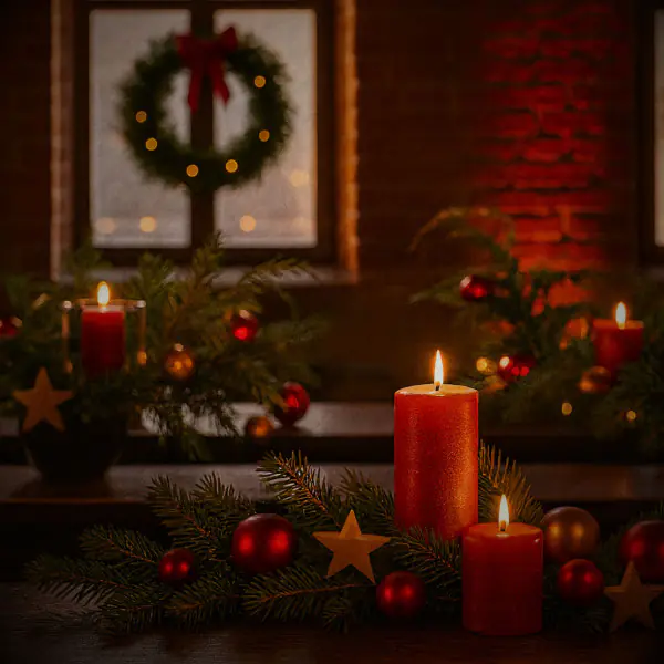 Weihnachtsdekoration in Eventlocation fuer Weihnachtsfeier Motorenfabrik Darmstadt und Frankfurt